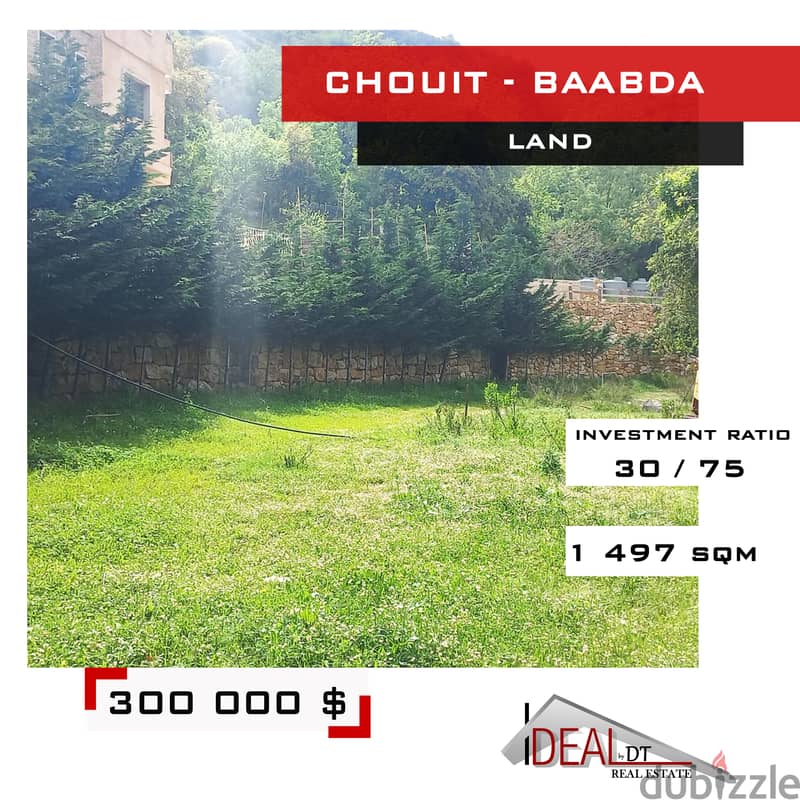 PRIME LOCATION ! Land for sale in Baabda 1497 sqm ref#jh17339 0