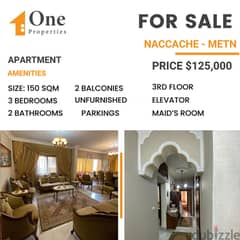 SPACIOUS Apartment for SALE,in NACCACHE / METN.