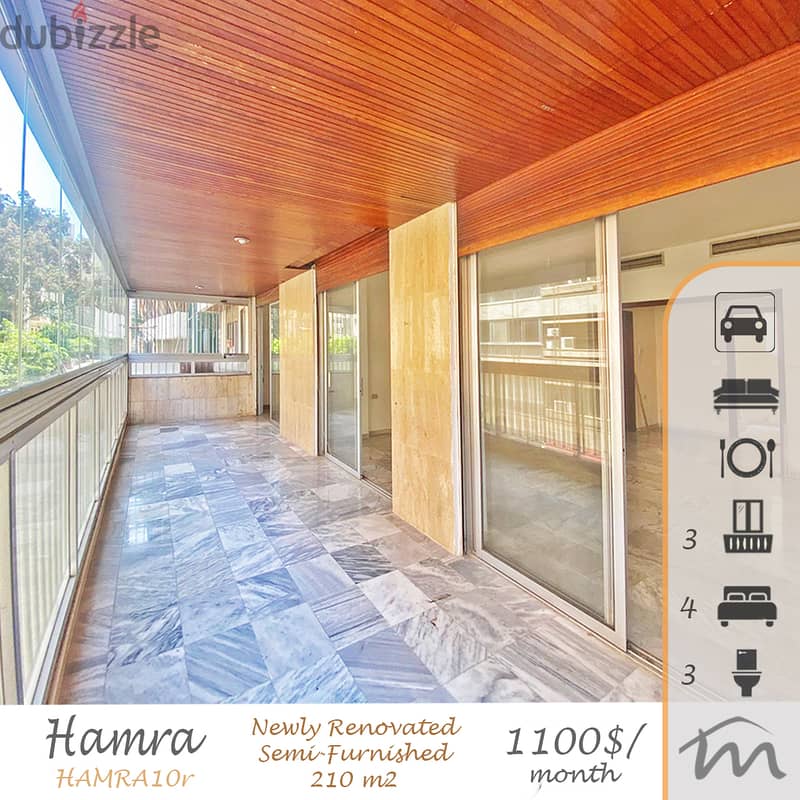 Hamra | Prime Location | 4 Bedrooms Apartment | Balconies | Parking 0