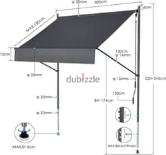 LIFERUN Clamp Awning, Balcony Awning 0