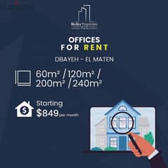 Offices Starting 60m² For RENT In Dbayeh مكاتب للإيجار #EA 0