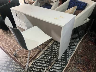 solid wood desk white with chair base aluminum