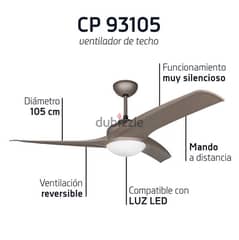 Orbegozo CP 93105 - Ceiling fan with light, remote control, 105 cm
