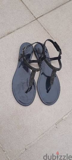 Black Summer Flat Sandal 0