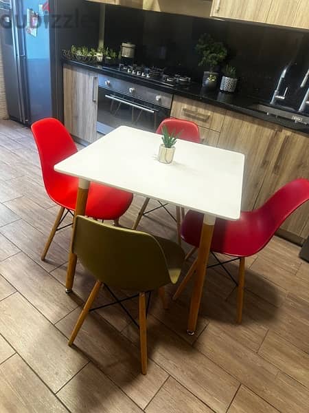 kitchen table(طاولة مطبخ) with 4 chairs. 130$ 2