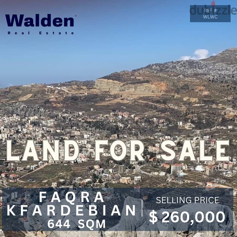Prime 644 sqm Land for Sale in Faqra Kfardebian at 260,000$ 0