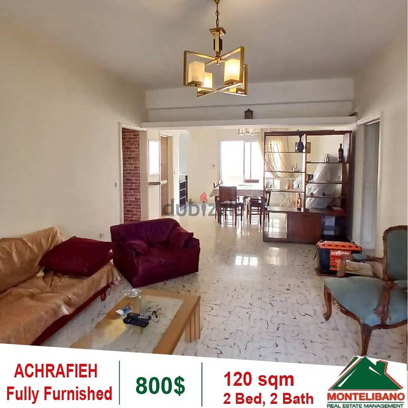 800$!! Fully Furnished Apartment for rent in Achrafieh 1