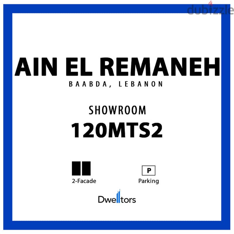 Shop for rent in AIN EL REMENEH - 120 MT2 - 3 MT Height 0