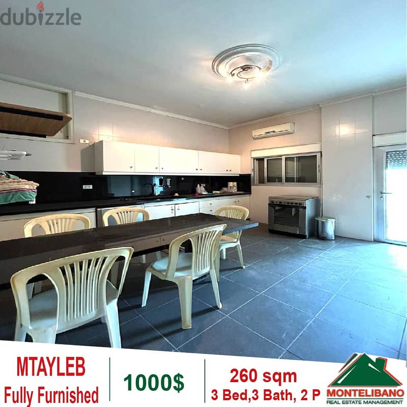 1000$!! Fully Furnished Apartment for rent in Mtayleb 8