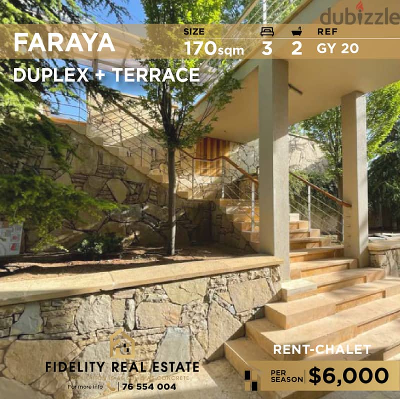 Duplex chalet for rent in Faraya GY20 للإيجار في فاريا شاليه 0