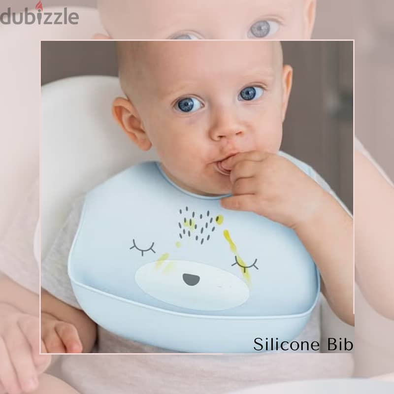 NEW Silicone Bib (Pink or Blue) 1