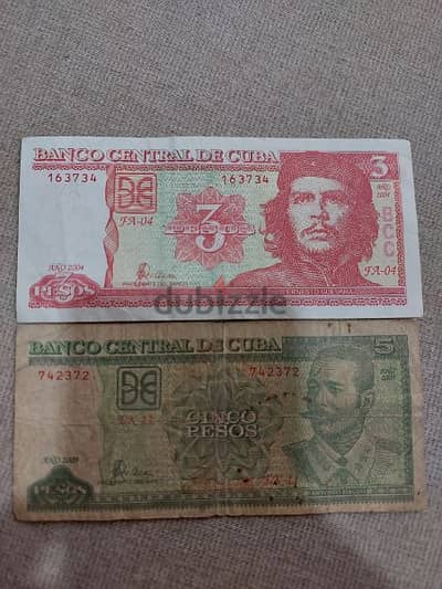 Set of 2 Cuba Banknotes Che Givara the symbol of revolution