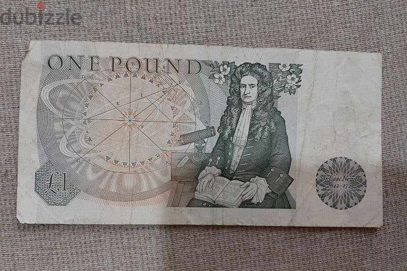 Isaac Newton Memorial English One Pound Banknote of United Kingdom 0