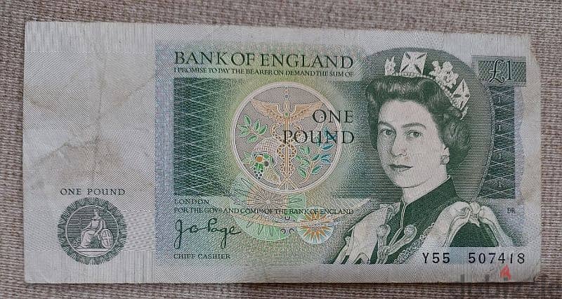 Isaac Newton Memorial English One Pound Banknote of United Kingdom 1