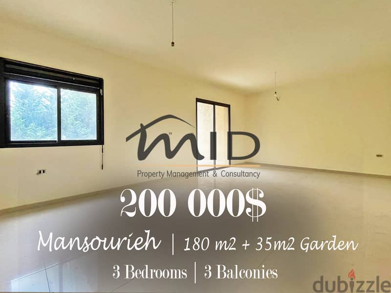 Mansourieh | Brand New 180m² + 35m² Garden | Underground Parking 1