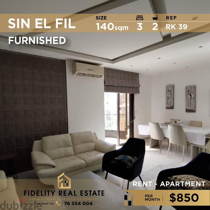 Apartment for rent in Sin El Fil - Furnished RK39 0