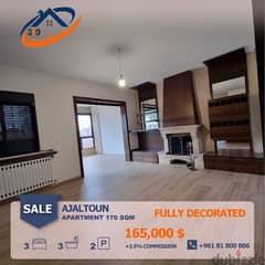 DECORATED APARTMENT IN AJALTOUN 170M2/165000$ شقة للبيع في عجلتون