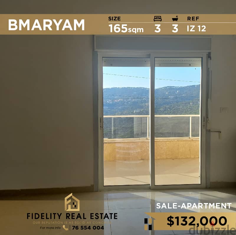Apartment for sale in Bmaryam - Baabda IZ12 شقة للبيع في بمريم - بعبدا 0