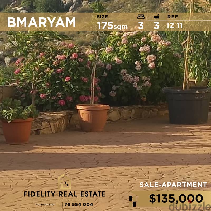 Apartment for sale in Bmaryam - Baabda IZ11 شقة للبيع في بمريم - بعبدا 0
