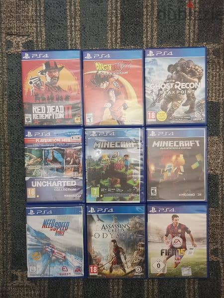 Ps3 and ps4 games used + ps3 console m3addale + ps4 console 1