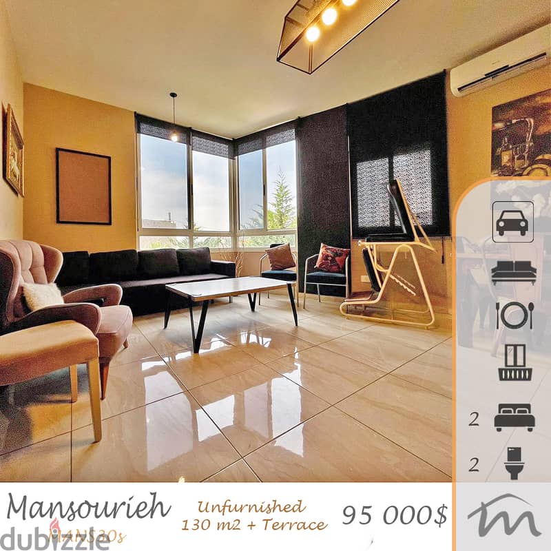 Mansourieh | Catchy Decorated 2 Bedrooms Apt | Underground Parking 0