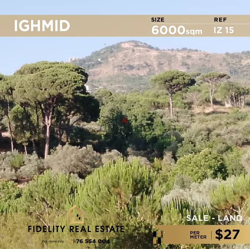 Land for sale in Ighmid - Aley IZ15 أرض للبيع في إغميد - عاليه 0