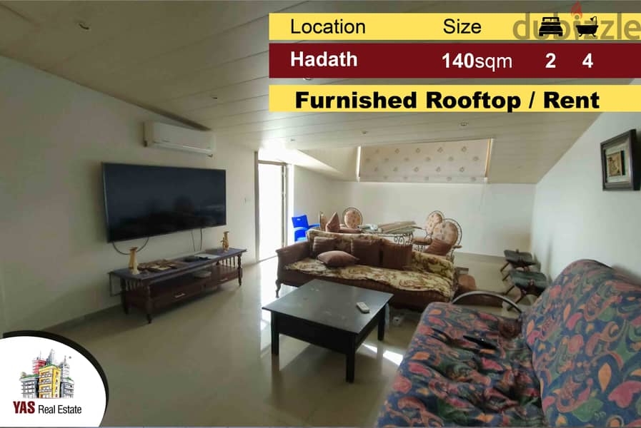 Hadath 140m2 | Rooftop | Rent | Furnished | Open View | AA | 0