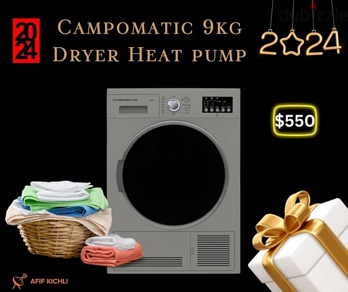 Campomatic 9kg Dryer Heat Pump كفالة شركة 0