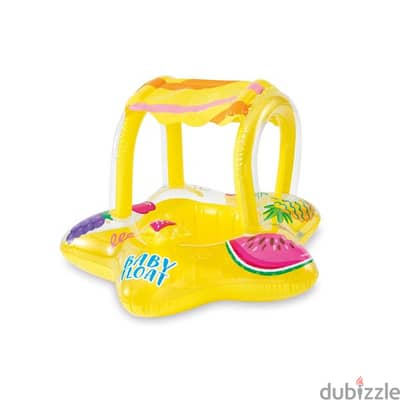 Intex Yellow Kiddie Inflatable Pool Float With Sunshade 81 x 79 cm