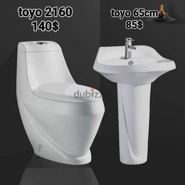 طقم حمام(مغسلة بعامود)bathroom toilet sets(sink and toilet seat) 1