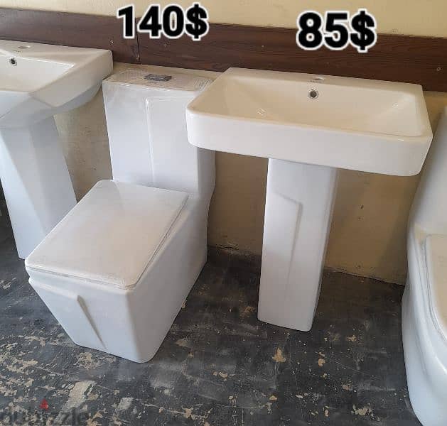 طقم حمام(مغسلة بعامود)bathroom toilet sets(sink and toilet seat) 4