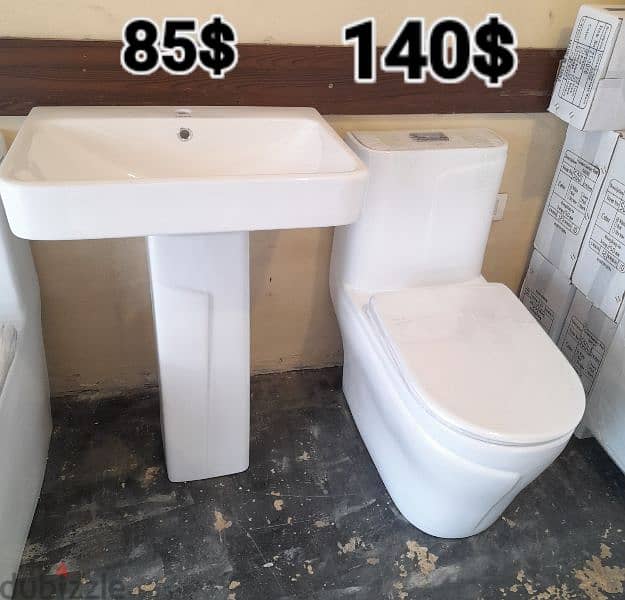 طقم حمام(مغسلة بعامود)bathroom toilet sets(sink and toilet seat) 5