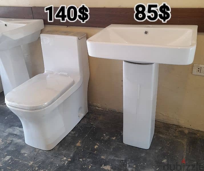 طقم حمام(مغسلة بعامود)bathroom toilet sets(sink and toilet seat) 6