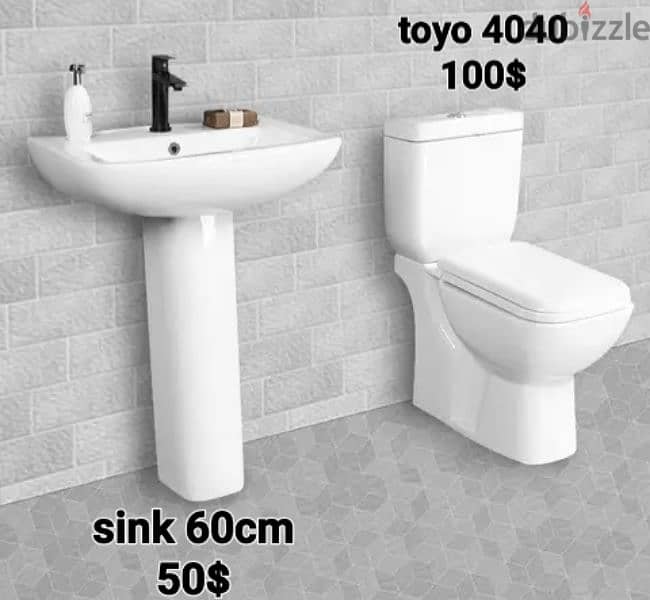 طقم حمام(مغسلة بعامود)bathroom toilet sets(sink and toilet seat) 9