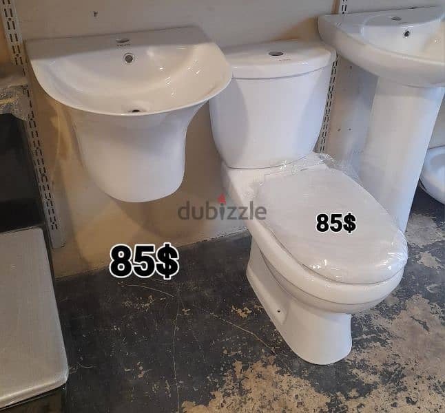 طقم حمام(مغسلة بعامود)bathroom toilet sets(sink and toilet seat) 13