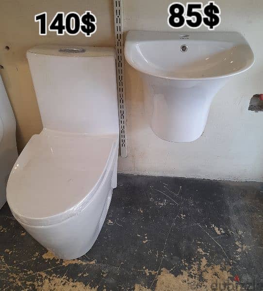 طقم حمام(مغسلة بعامود)bathroom toilet sets(sink and toilet seat) 15