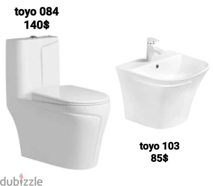 كرسي حمام toyo مع مغسلة تعليق. toilet sets with wall hung sink 5