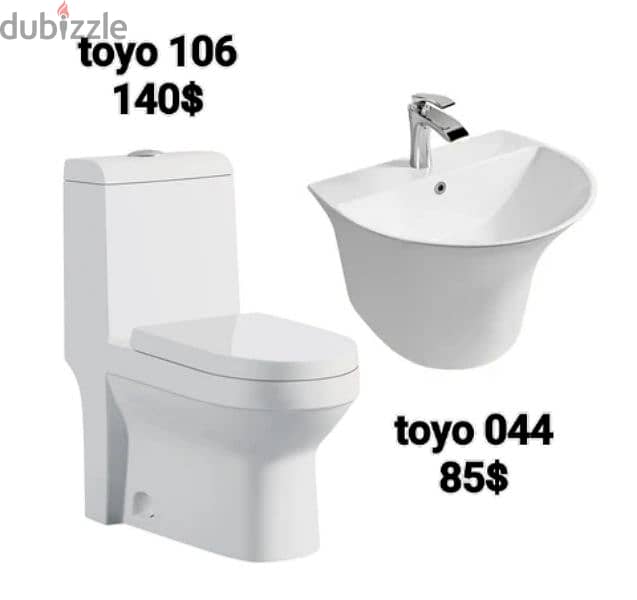 كرسي حمام toyo مع مغسلة تعليق. toilet sets with wall hung sink 6