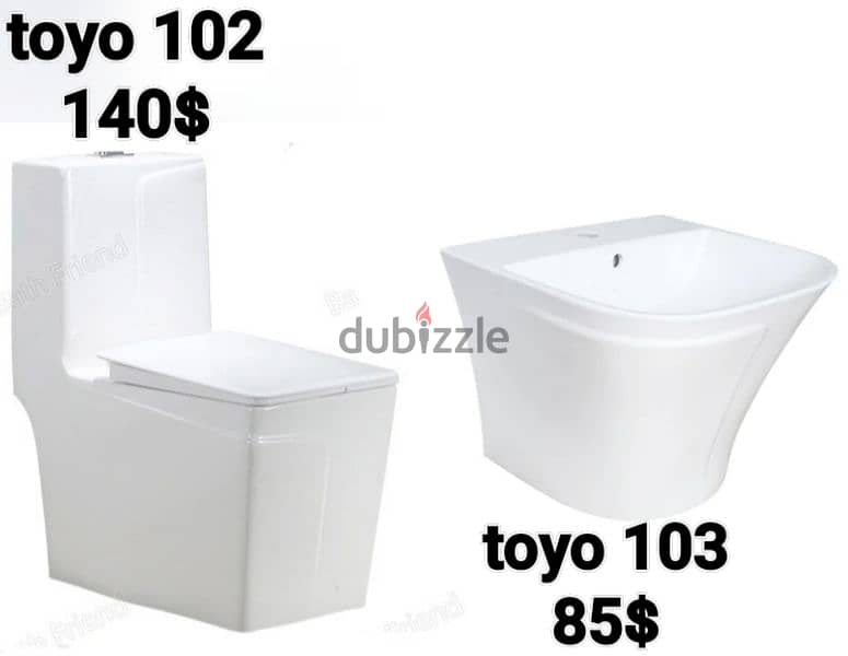 كرسي حمام toyo مع مغسلة تعليق. toilet sets with wall hung sink 8