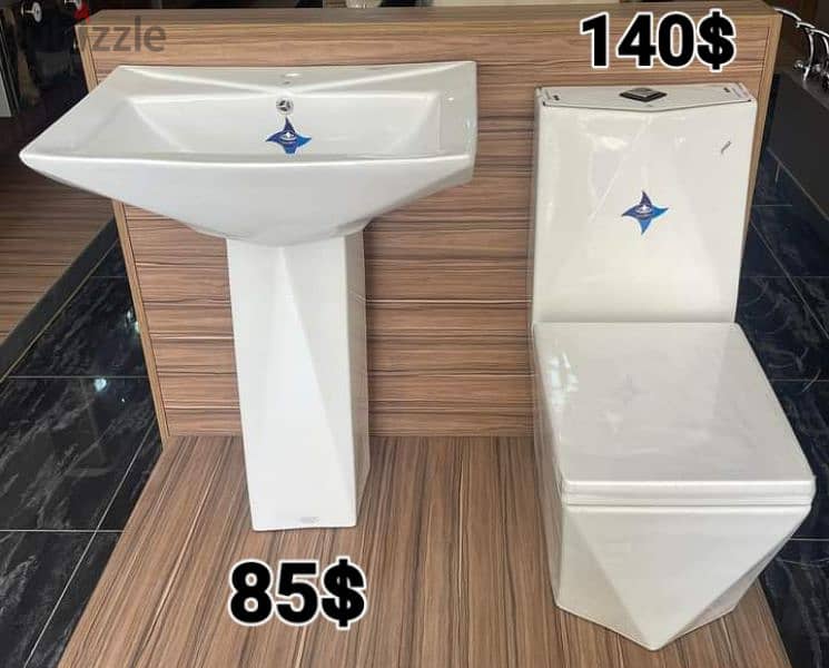 كرسي حمام toyo مع مغسلة تعليق. toilet sets with wall hung sink 16