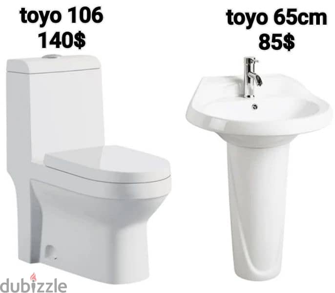 كرسي حمام toyo مع مغسلة تعليق. toilet sets with wall hung sink 19