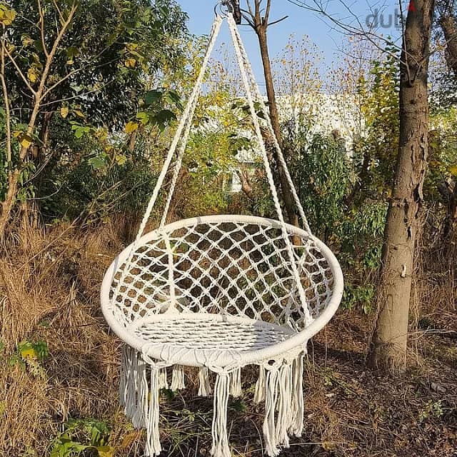 Swing Hammock Chair, Outdoor Hanging Seat, 440lbs Cotton Fabric 4