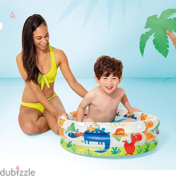 Intex Dino Buddies 3-Ring Inflatable Kiddie Pool 60 x 22 cm 1