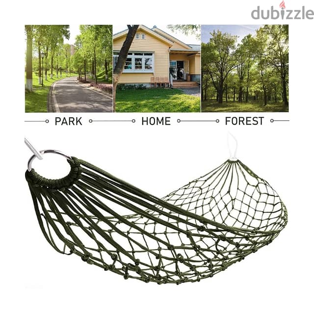 Outdoor Net Hammock, Green Mesh Camping Sleeping Hammock 8