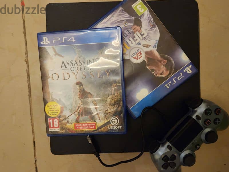 PS4 slim + assassins creed & fifa 18 0