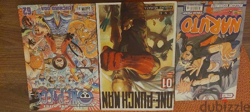 One Punch Man, Naruto, and One Piece manga in Portuguese 1