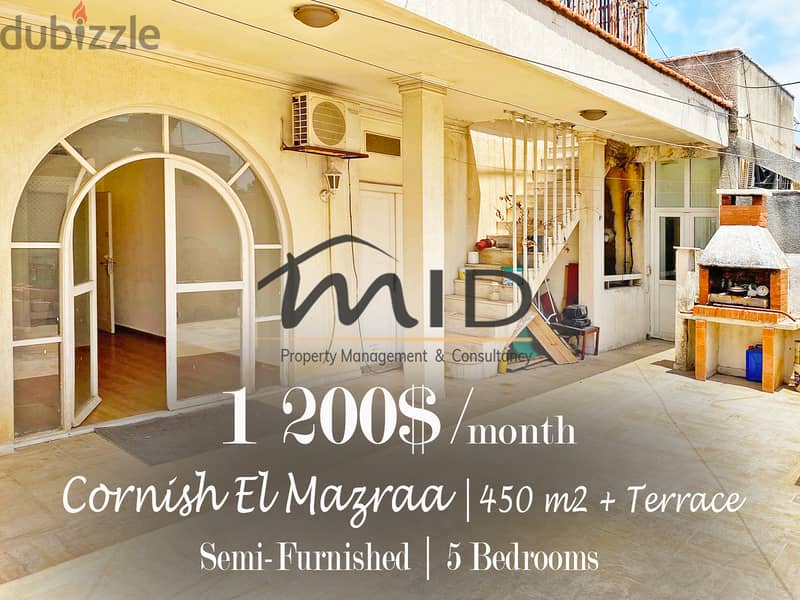 Cornish El Mazraa | Furnished 5 Bedrooms Ap | Terrace | Panoramic View 1