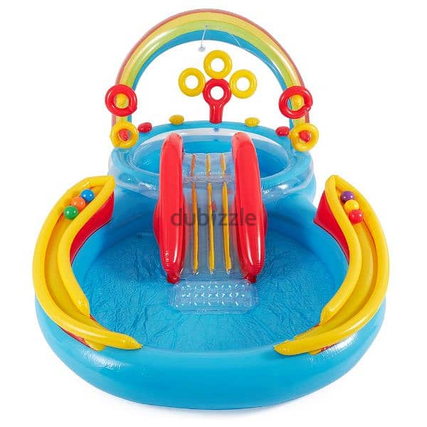 Intex Rainbow Ring Inflatable Play Center With Slide 297 x 193 x 135cm 1