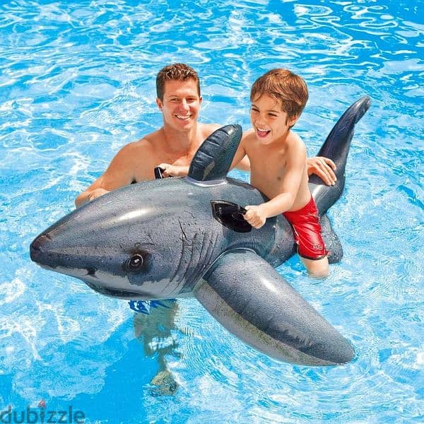 Intex Great White Shark Ride-On Inflatable Pool Float 173 x 107 cm 1