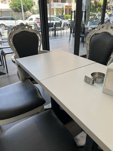 chairs and table for sale( كراسي و طاولات للبيع بسبب تغير دكور المطعم) 1